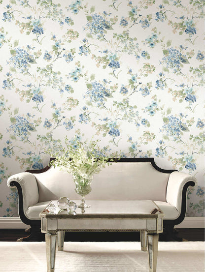 Antonina Vella Layered Luxe Veiled Garden Wallpaper - Sky Blue