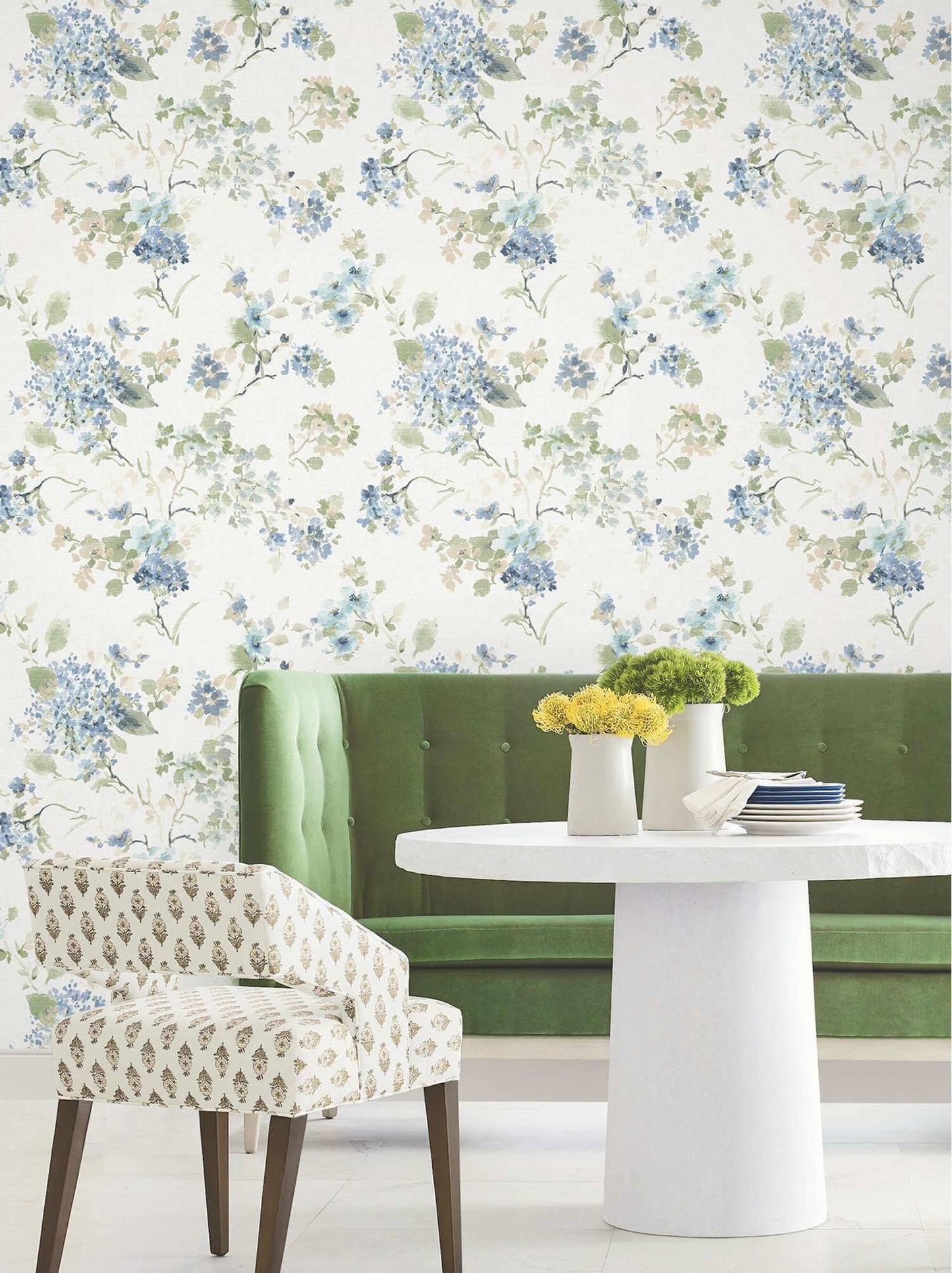 Antonina Vella Layered Luxe Veiled Garden Wallpaper - Sky Blue