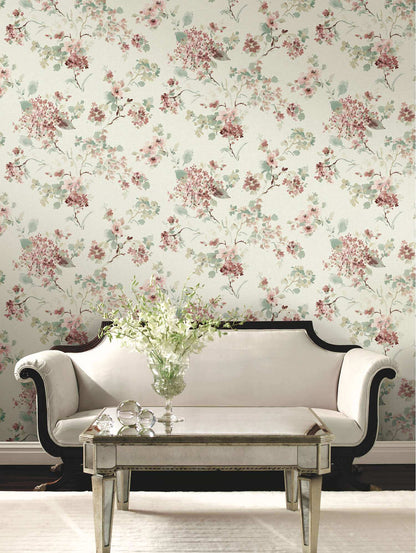 Antonina Vella Layered Luxe Veiled Garden Wallpaper - Rose