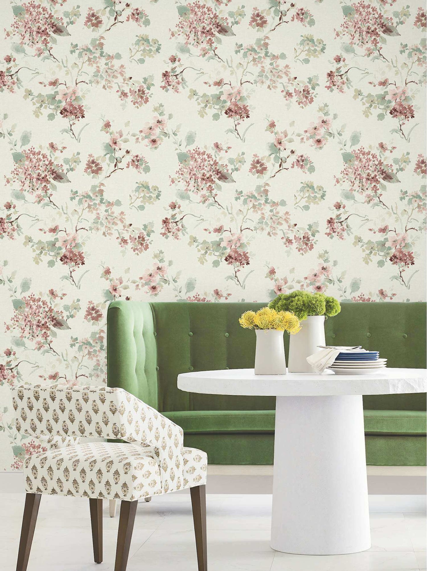 Antonina Vella Layered Luxe Veiled Garden Wallpaper - Rose