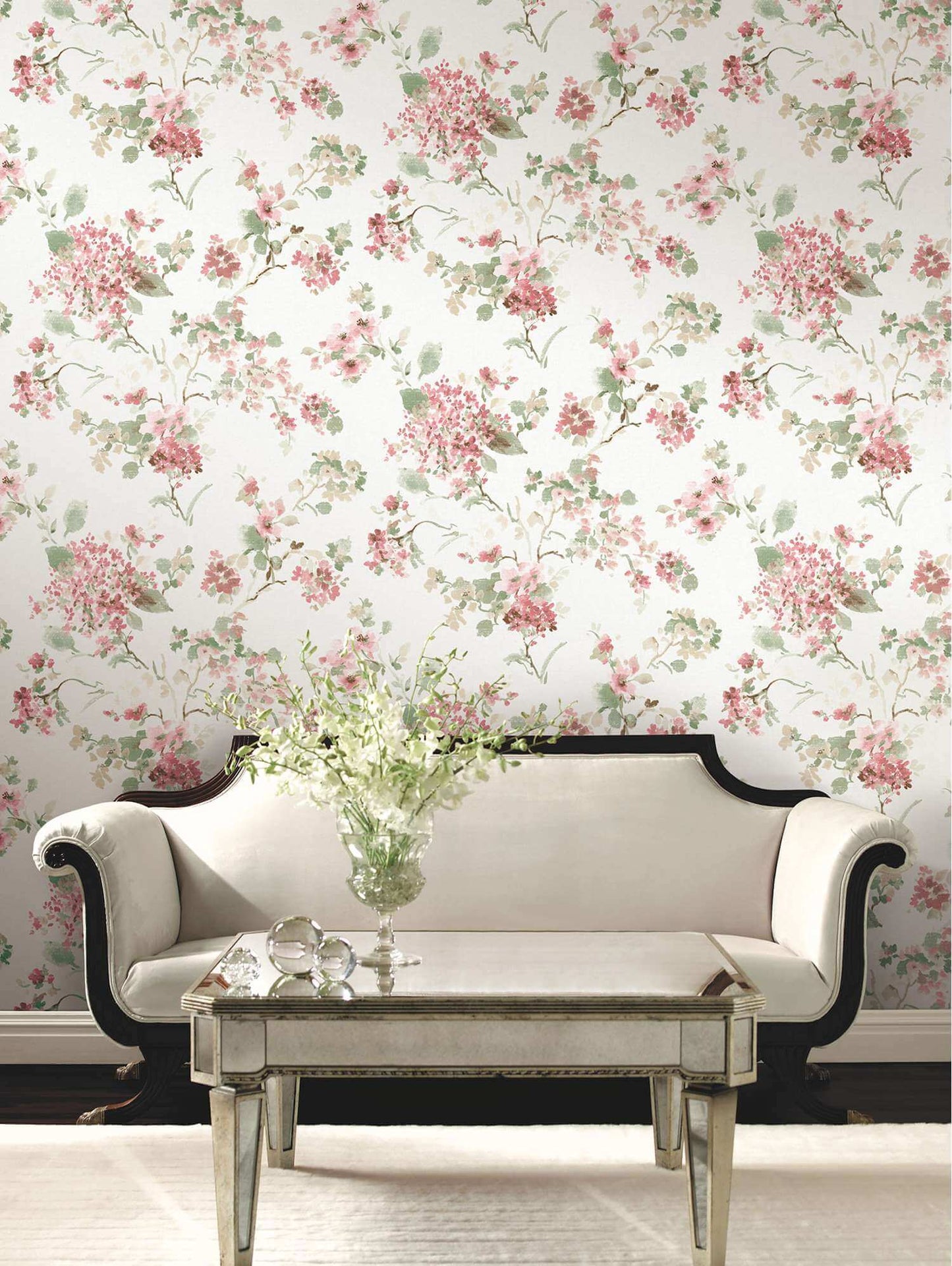 Antonina Vella Layered Luxe Veiled Garden Wallpaper - Pink