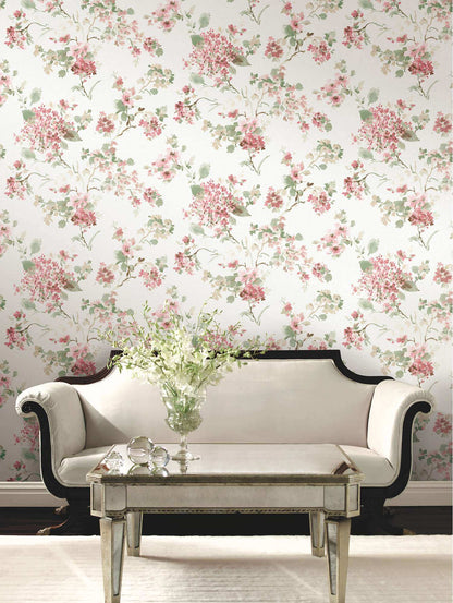 Antonina Vella Layered Luxe Veiled Garden Wallpaper - Pink