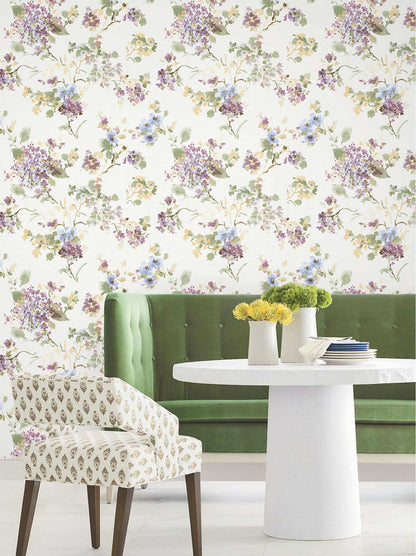 Antonina Vella Layered Luxe Veiled Garden Wallpaper - Plum