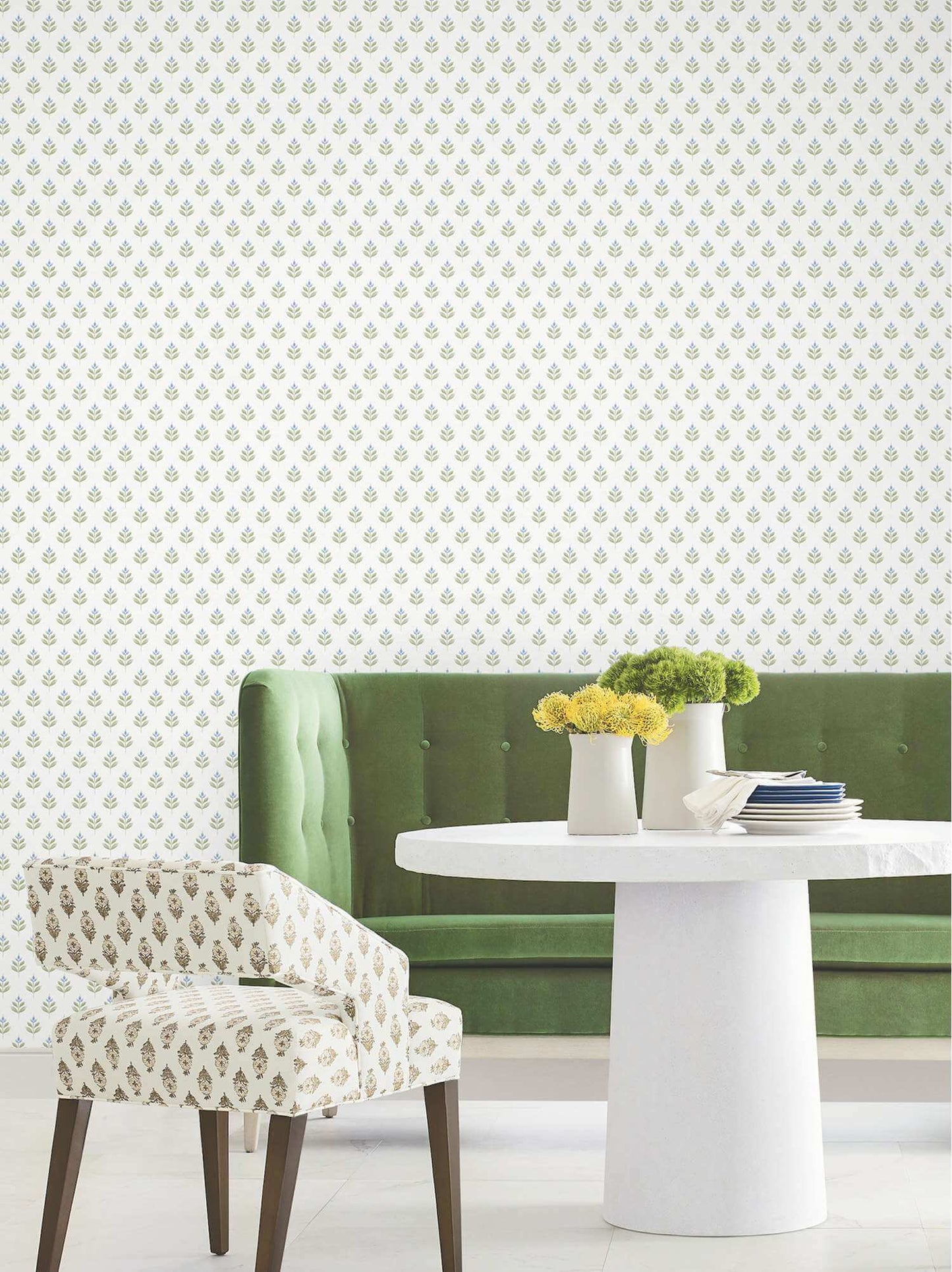 Antonina Vella Layered Luxe Serene Villa Wallpaper Sample - Moss