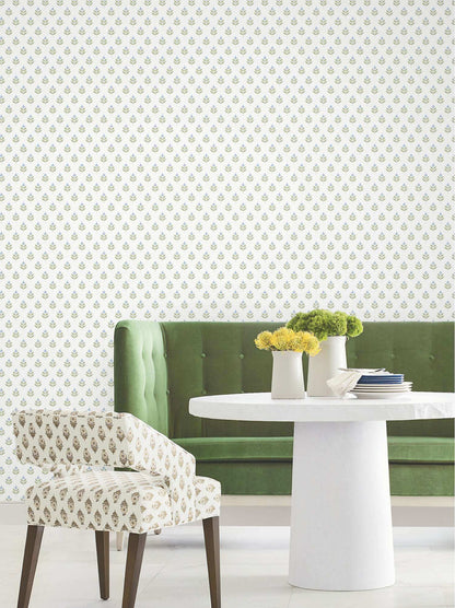 Antonina Vella Layered Luxe Serene Villa Wallpaper Sample - Moss