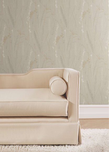 Antonina Vella Layered Luxe Meadow Splendor Wallpaper - Neutral