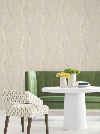 Antonina Vella Layered Luxe Meadow Splendor Wallpaper - Neutral