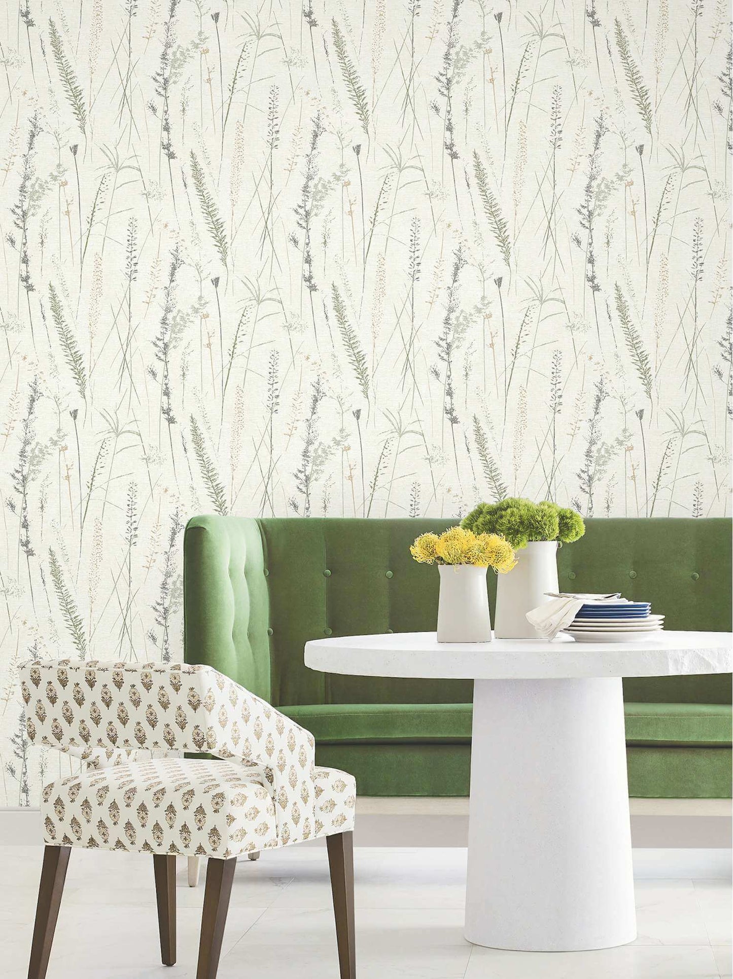 Antonina Vella Layered Luxe Meadow Splendor Wallpaper Sample - Charcoal