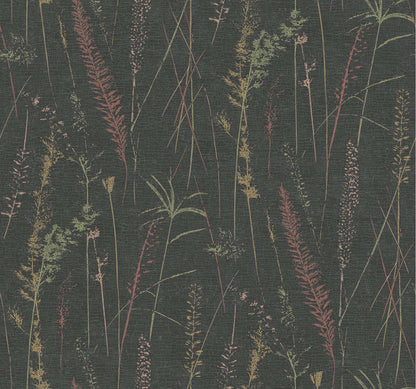 Antonina Vella Layered Luxe Meadow Splendor Wallpaper Sample - Black