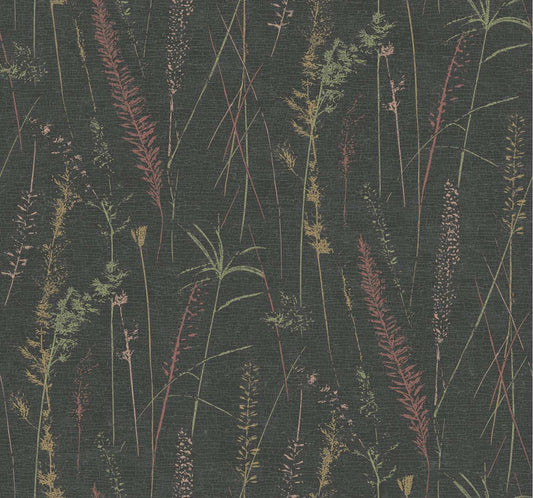 Antonina Vella Layered Luxe Meadow Splendor Wallpaper - Black