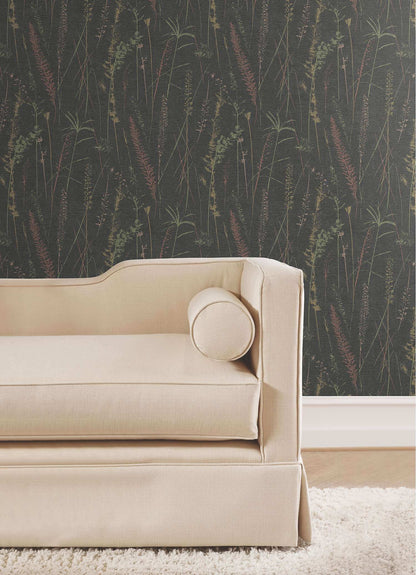 Antonina Vella Layered Luxe Meadow Splendor Wallpaper Sample - Black