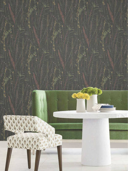 Antonina Vella Layered Luxe Meadow Splendor Wallpaper Sample - Black