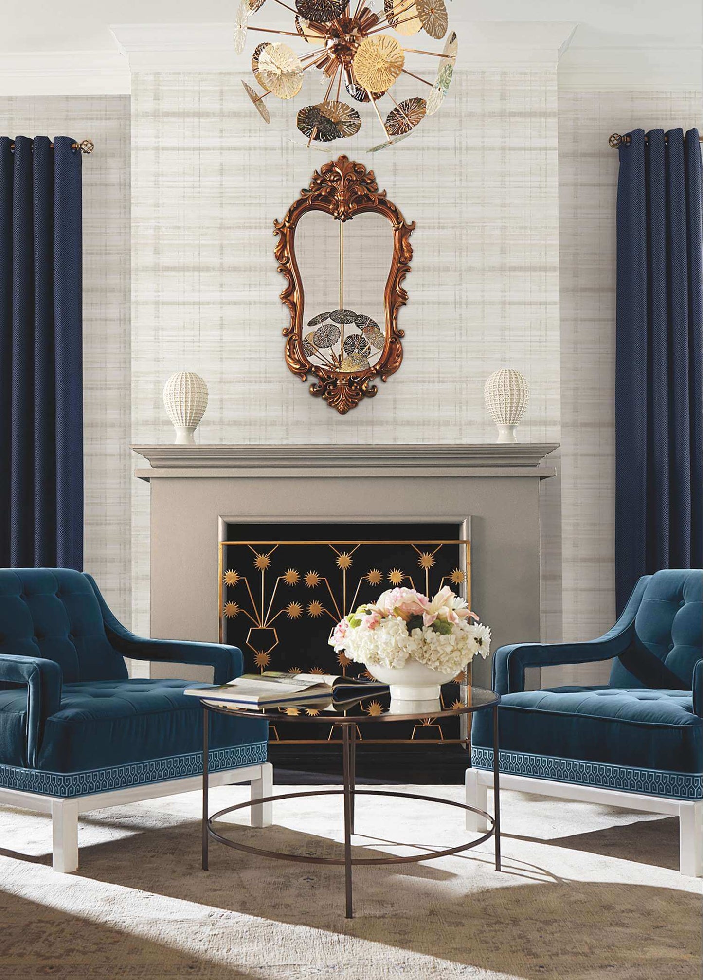 Antonina Vella Layered Luxe Vanishing Point Wallpaper Sample - Dove