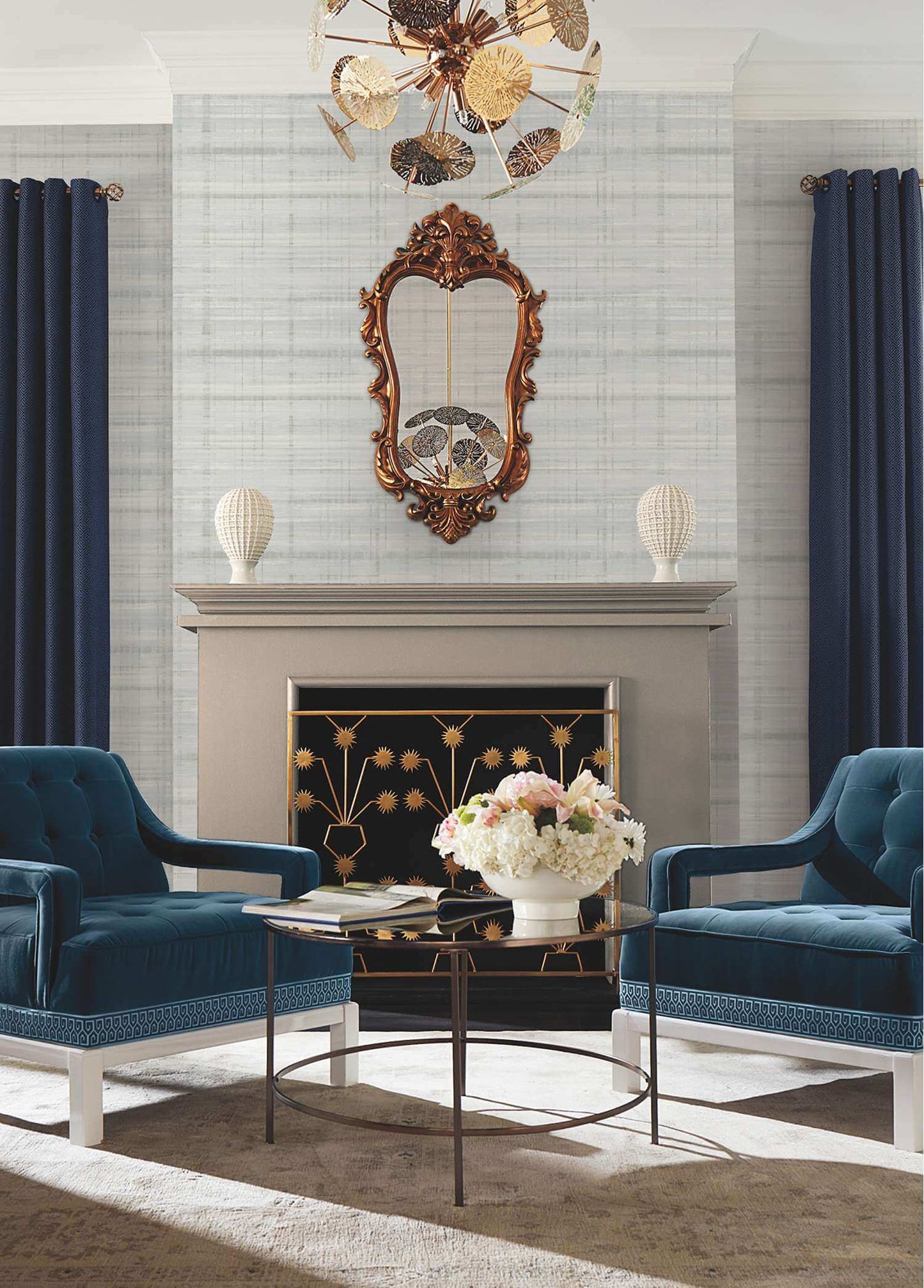 Antonina Vella Layered Luxe Vanishing Point Wallpaper Sample - Seafoam