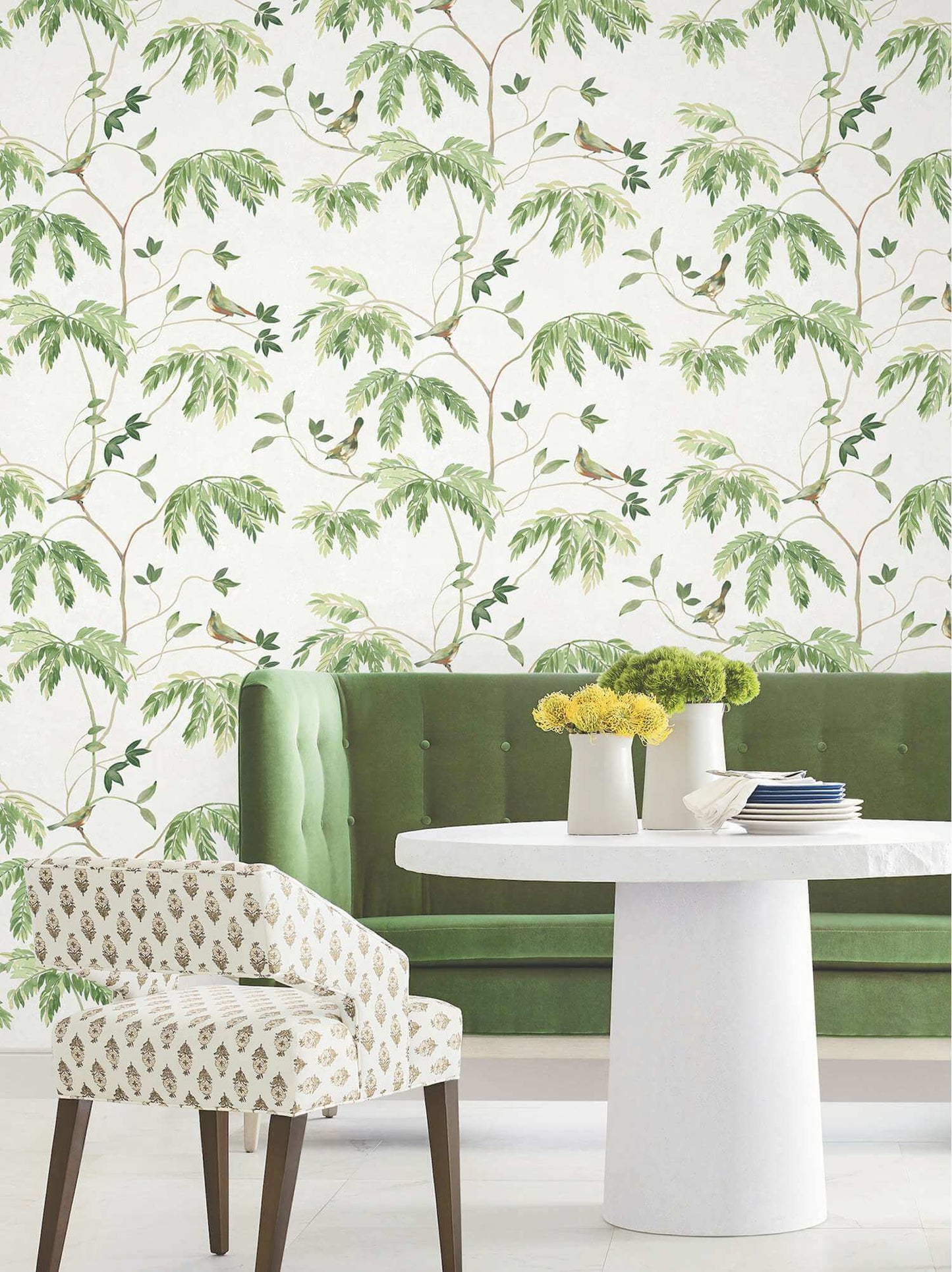Antonina Vella Layered Luxe Cillian Botanical Wallpaper - Green