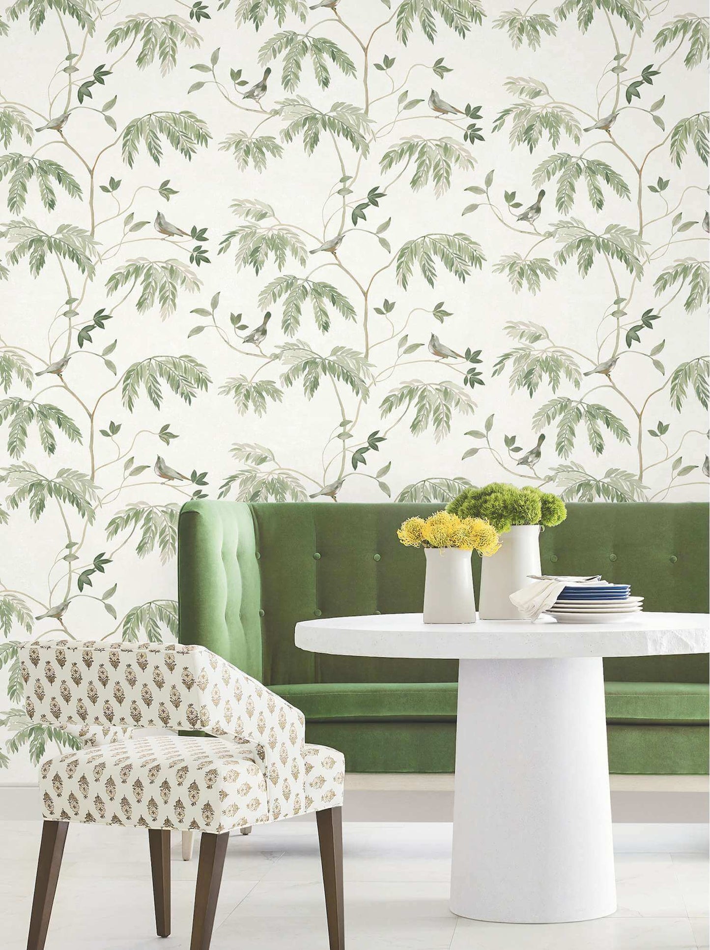 Antonina Vella Layered Luxe Cillian Botanical Wallpaper - Dark Green