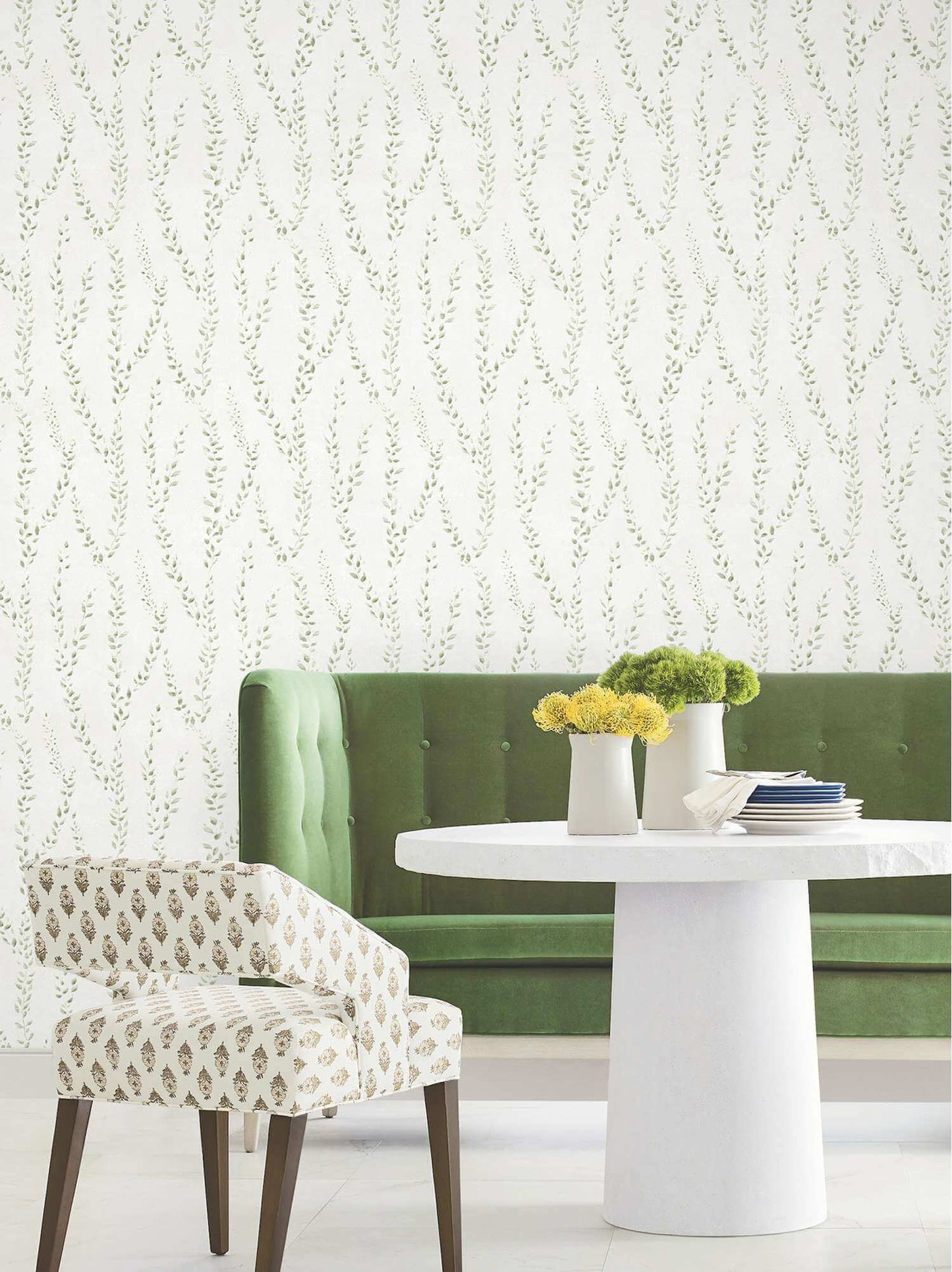 Antonina Vella Layered Luxe Alpenrose Wallpaper Sample - Moss