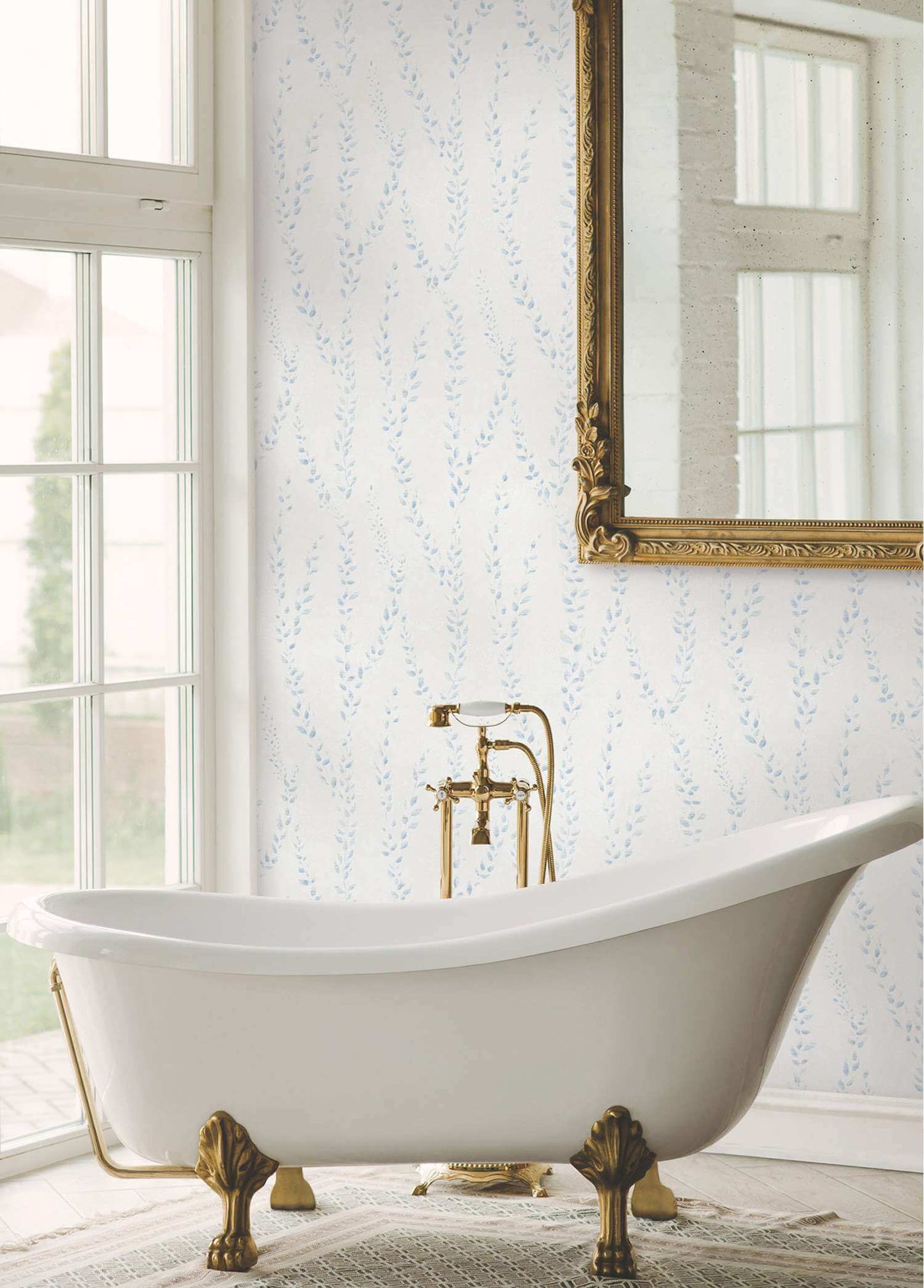 Antonina Vella Layered Luxe Alpenrose Wallpaper Sample - Sky Blue