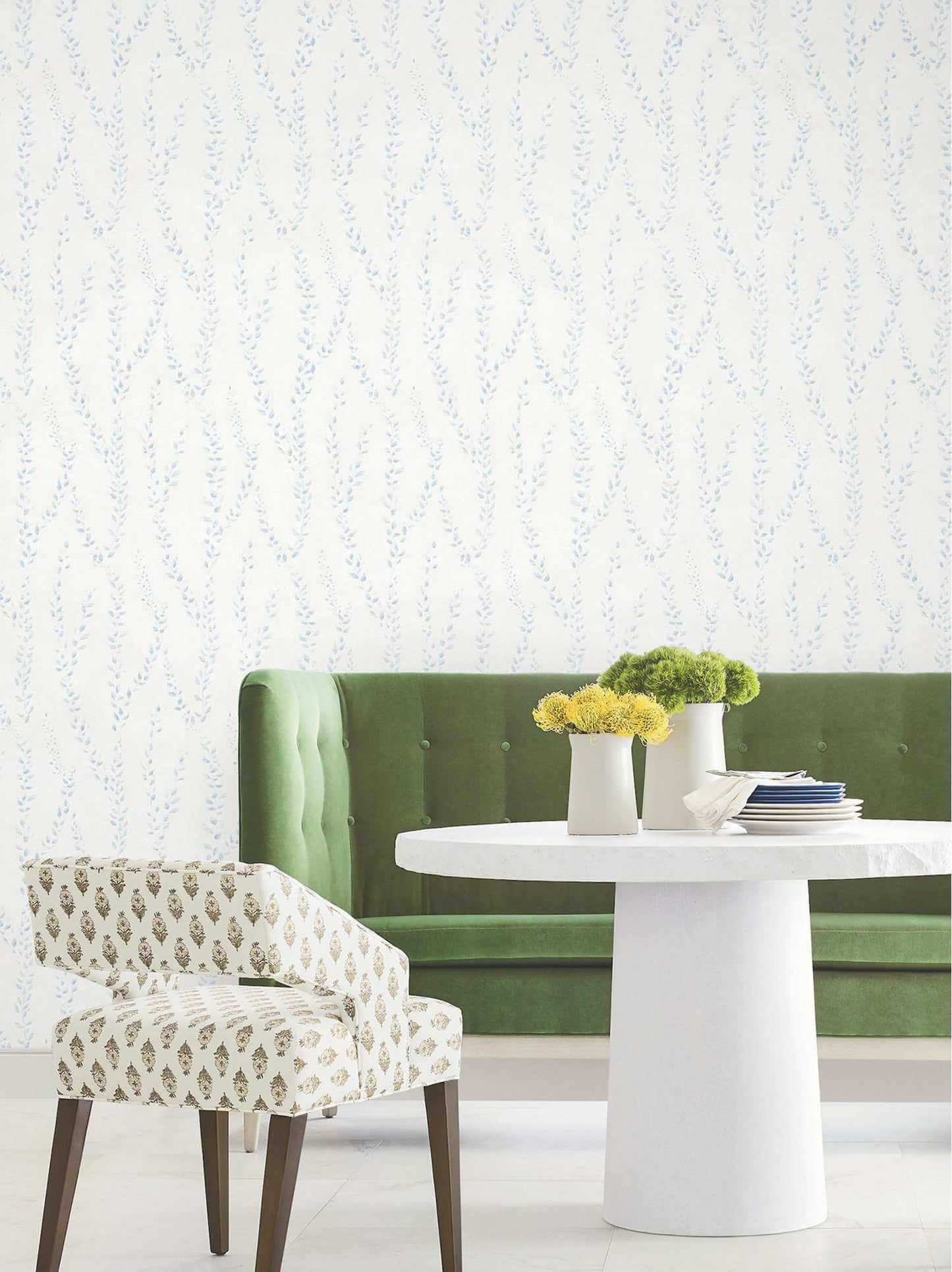 Antonina Vella Layered Luxe Alpenrose Wallpaper Sample - Sky Blue