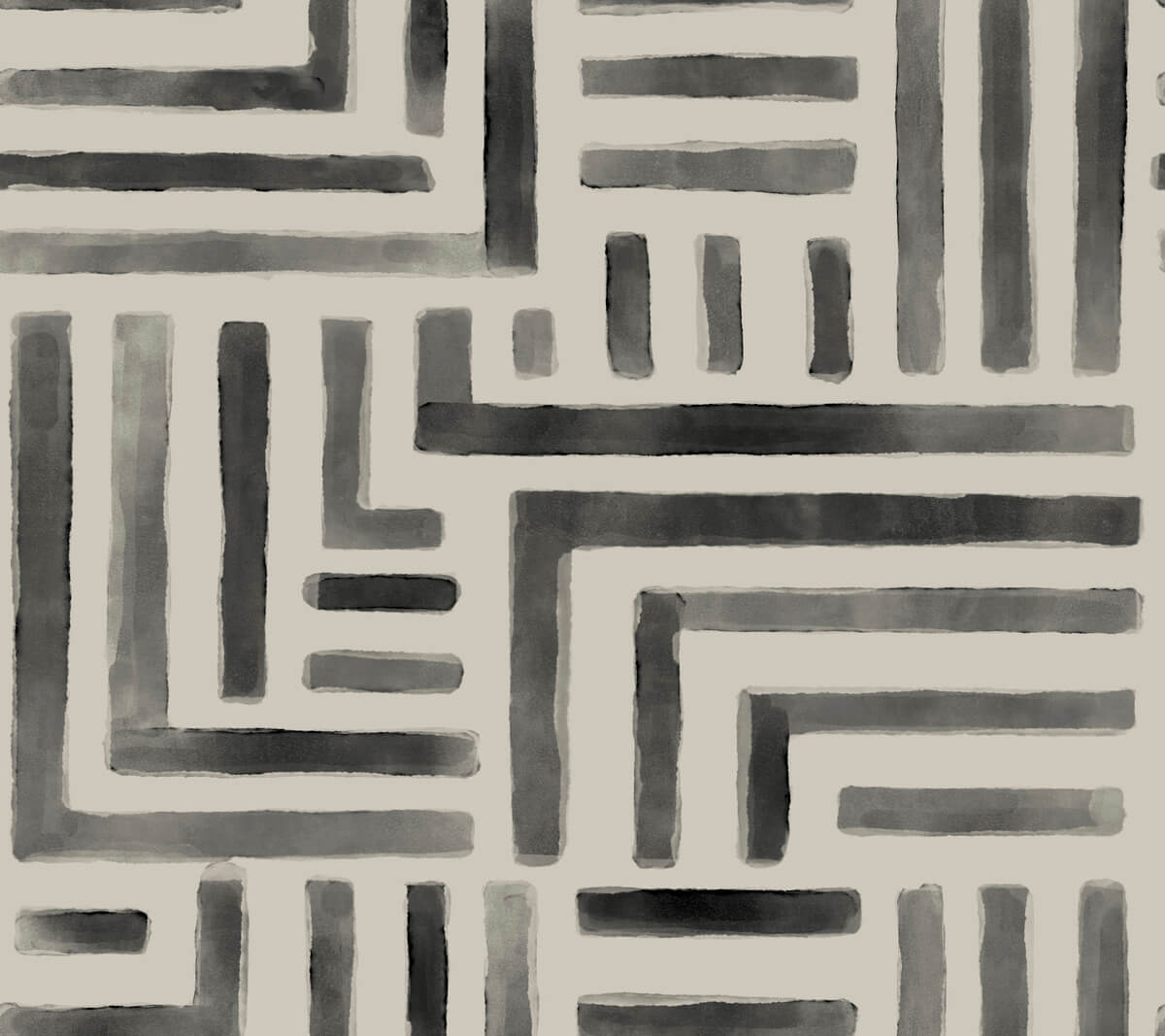 Lemieux et Cie Signature Painterly Labyrinth Wallpaper - Charcoal