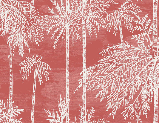 Lillian August Coastal Haven Palm Grove Wallpaper - Coral