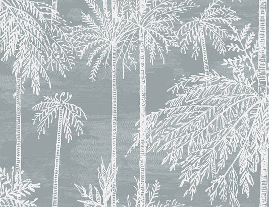 Lillian August Coastal Haven Palm Grove Wallpaper - Bluestone