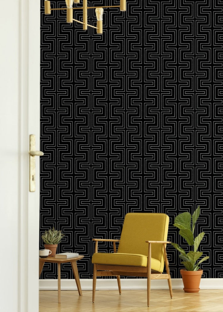 Mitchell Black Co-Ed Halsted Wallpaper - Onyx