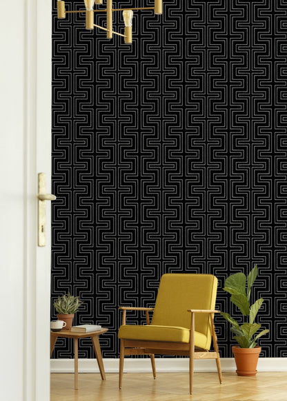 Mitchell Black Co-Ed Halsted Wallpaper - Onyx