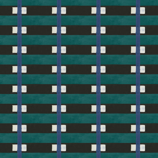 Mitchell Black Blessed Little Bungalow Lowcountry Sweetgrass Wallpaper - Black Teal