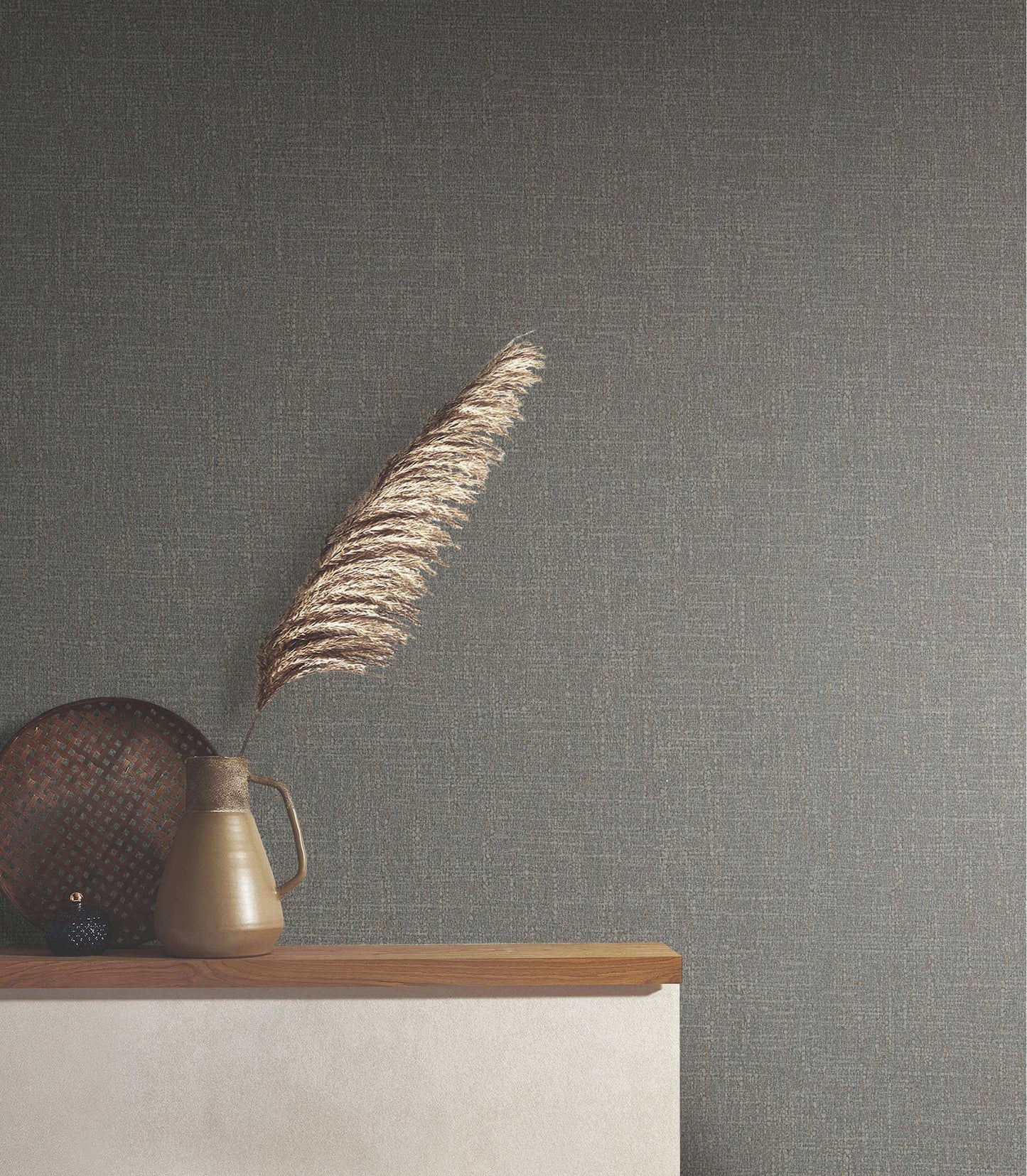 Antonina Vella Opulent Accents Highland Tweed Wallpaper - Charcoal