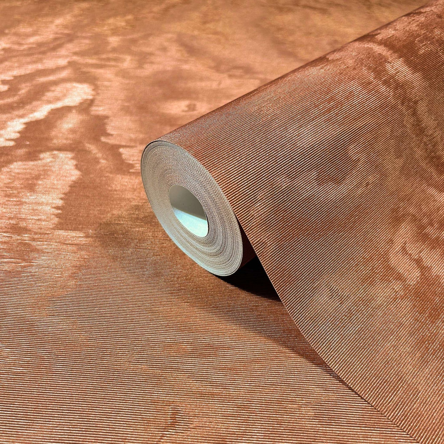 Antonina Vella Opulent Accents Shimmering Moire Wallpaper - Copper