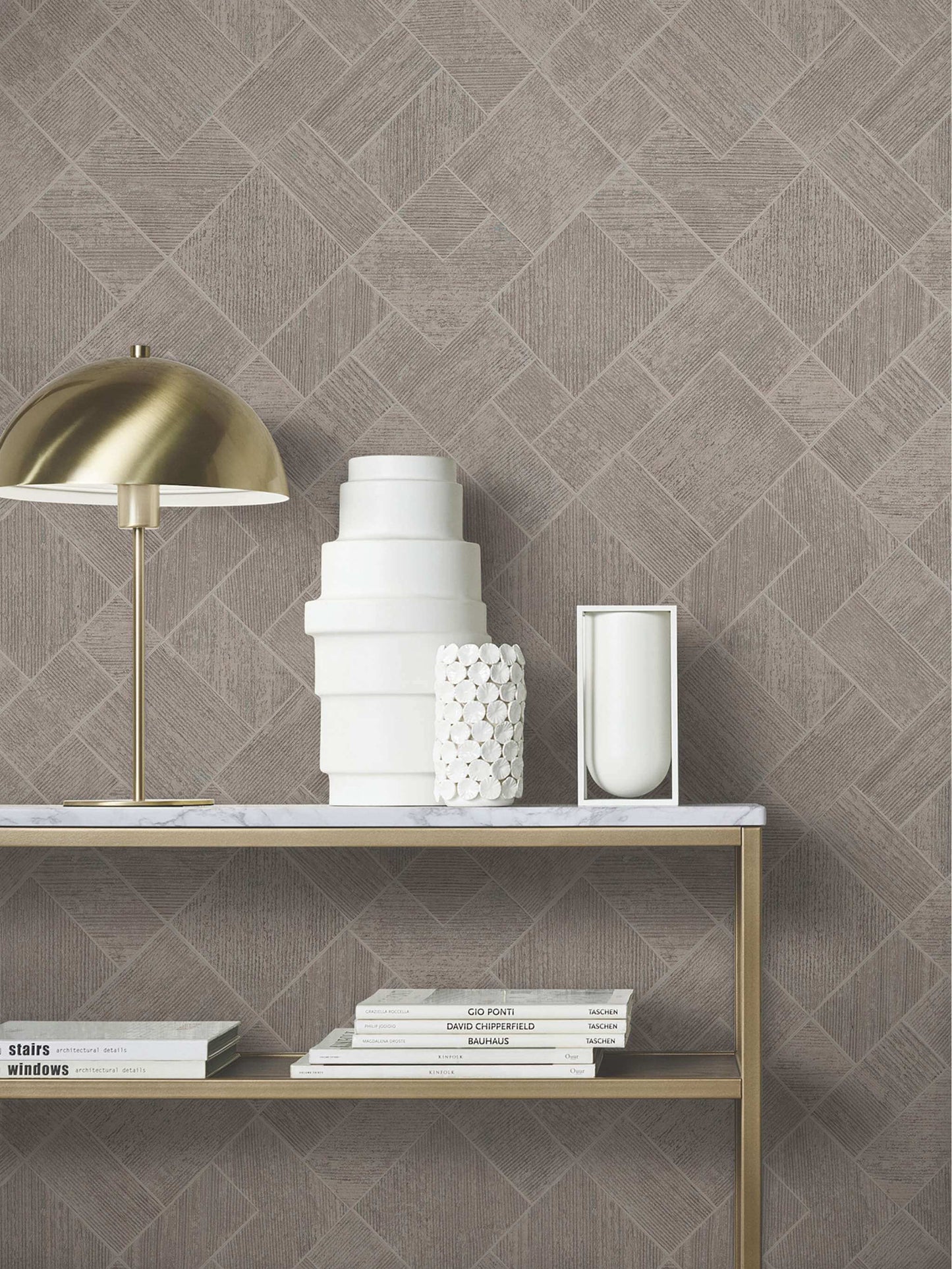 Antonina Vella Opulent Accents Marquetry Wallpaper - Taupe