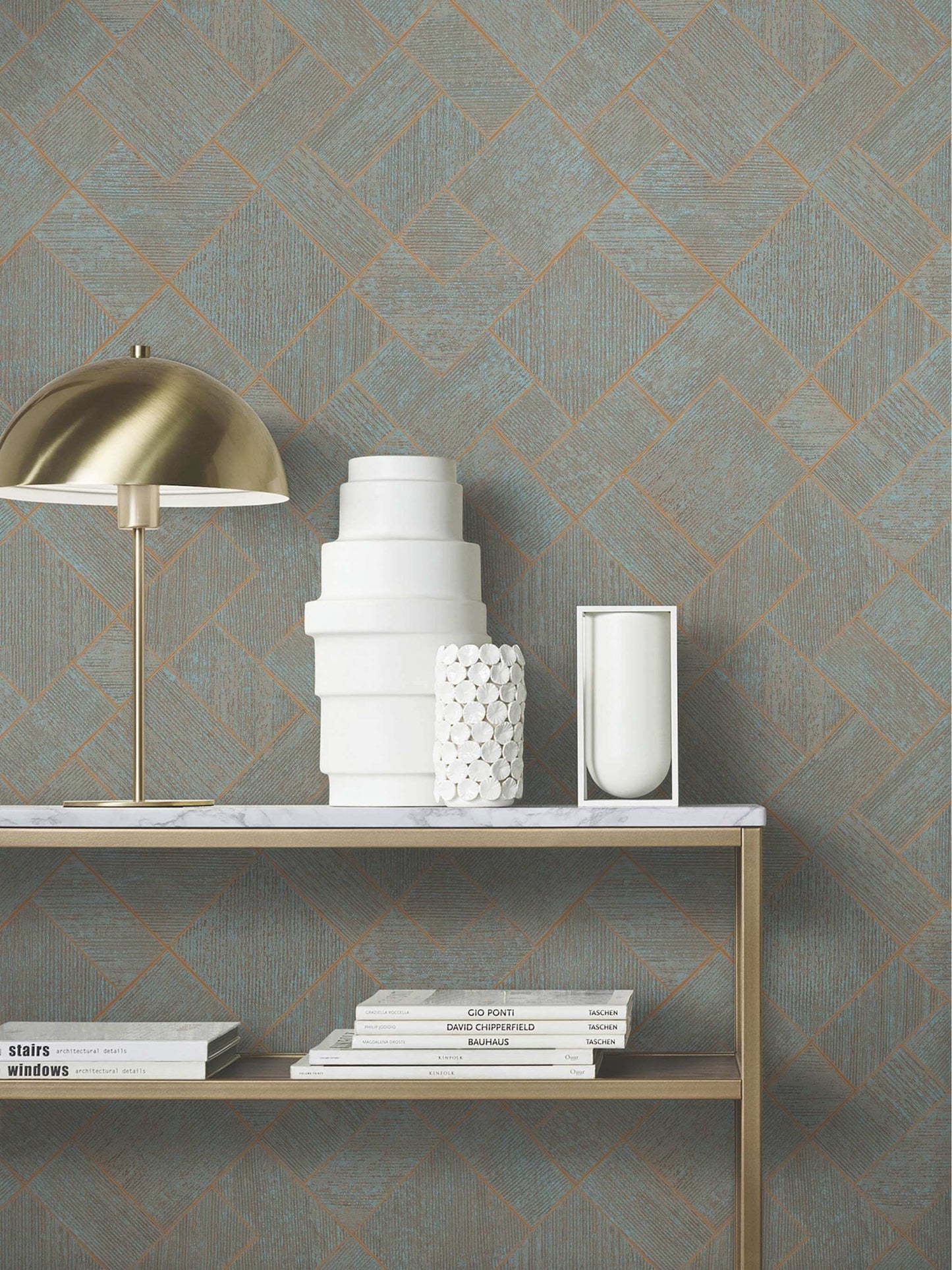 Antonina Vella Opulent Accents Marquetry Wallpaper - Teal