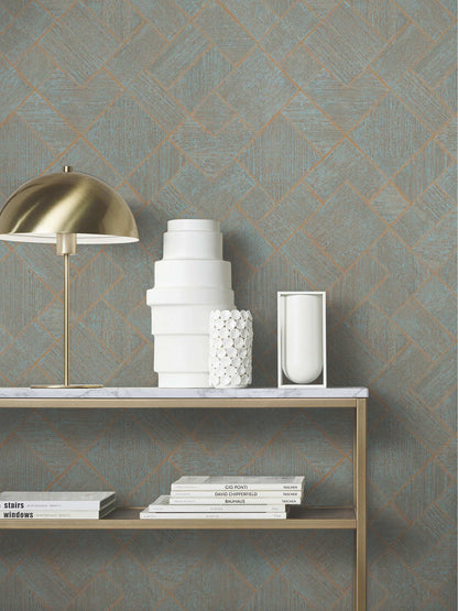 Antonina Vella Opulent Accents Marquetry Wallpaper - Teal