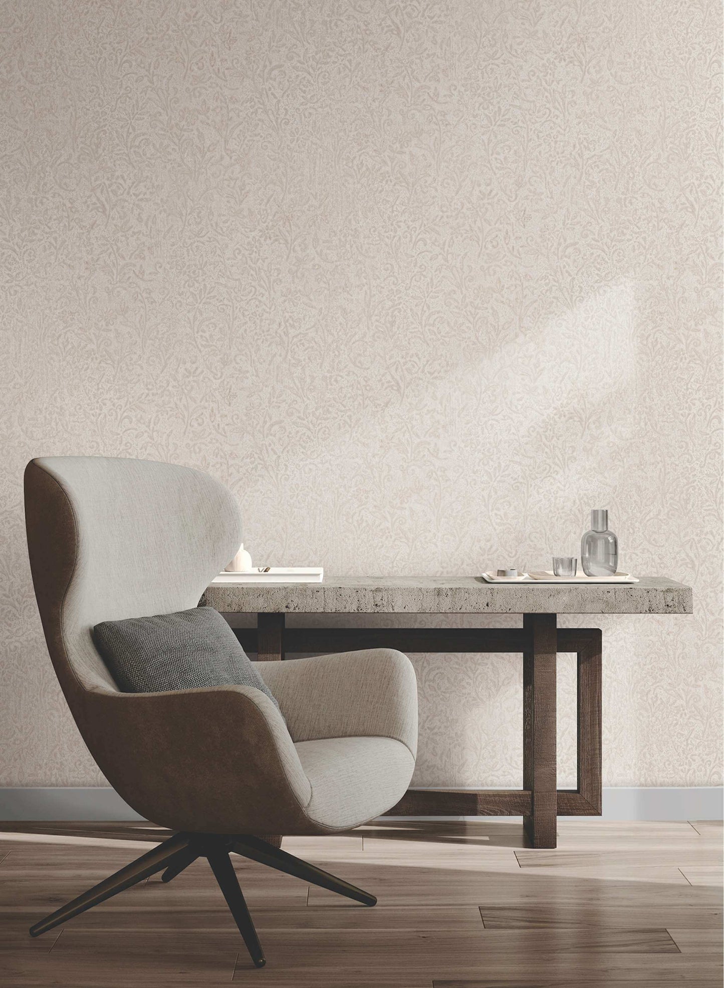 Antonina Vella Opulent Accents Sculpted Floral Wallpaper - Beige