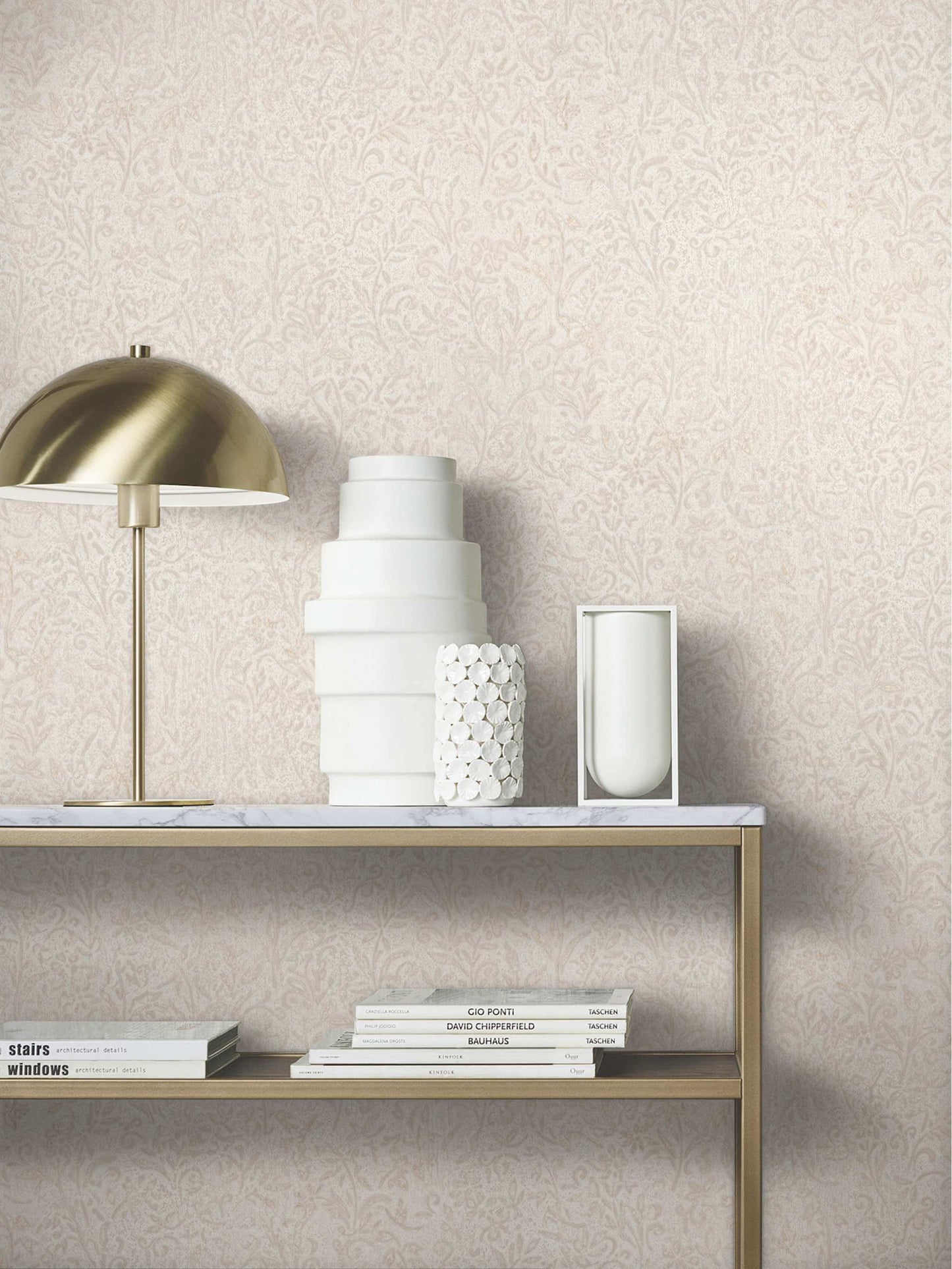 Antonina Vella Opulent Accents Sculpted Floral Wallpaper - Beige