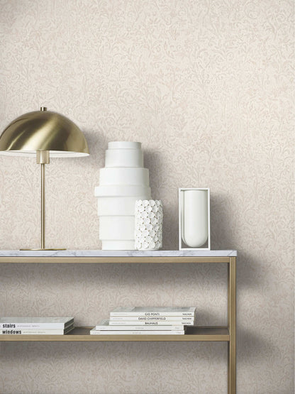 Antonina Vella Opulent Accents Sculpted Floral Wallpaper - Beige