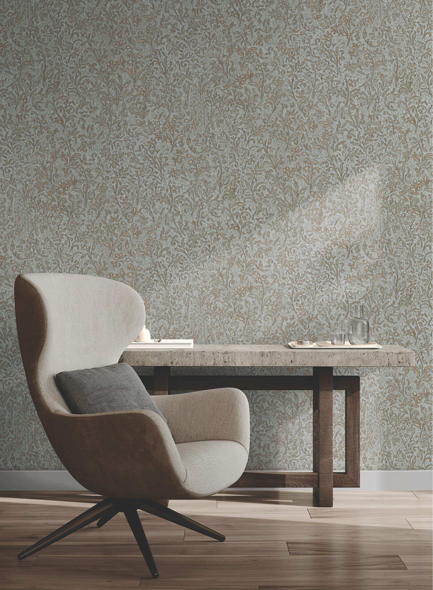 Antonina Vella Opulent Accents Sculpted Floral Wallpaper - Gold