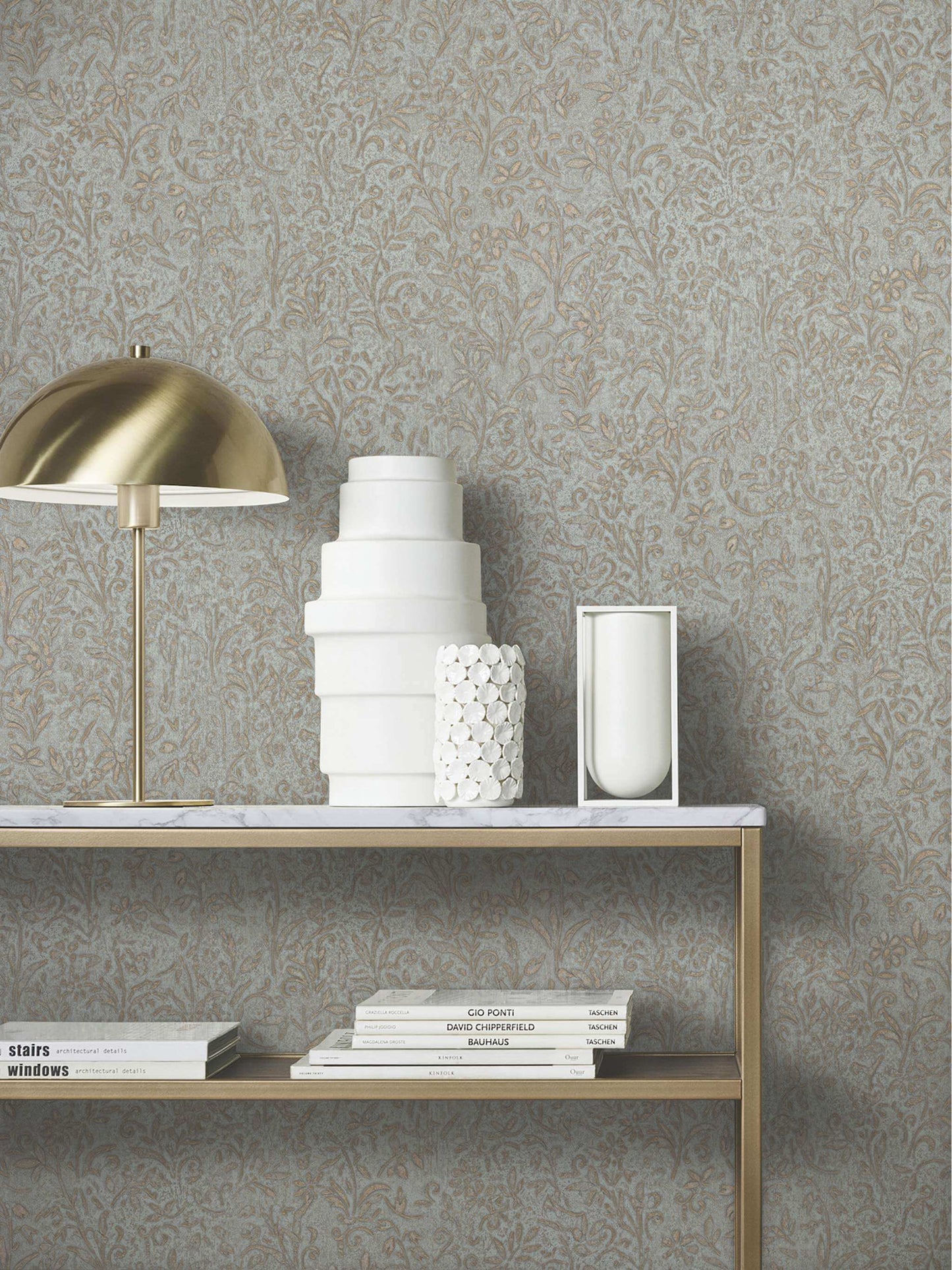 Antonina Vella Opulent Accents Sculpted Floral Wallpaper - Gold