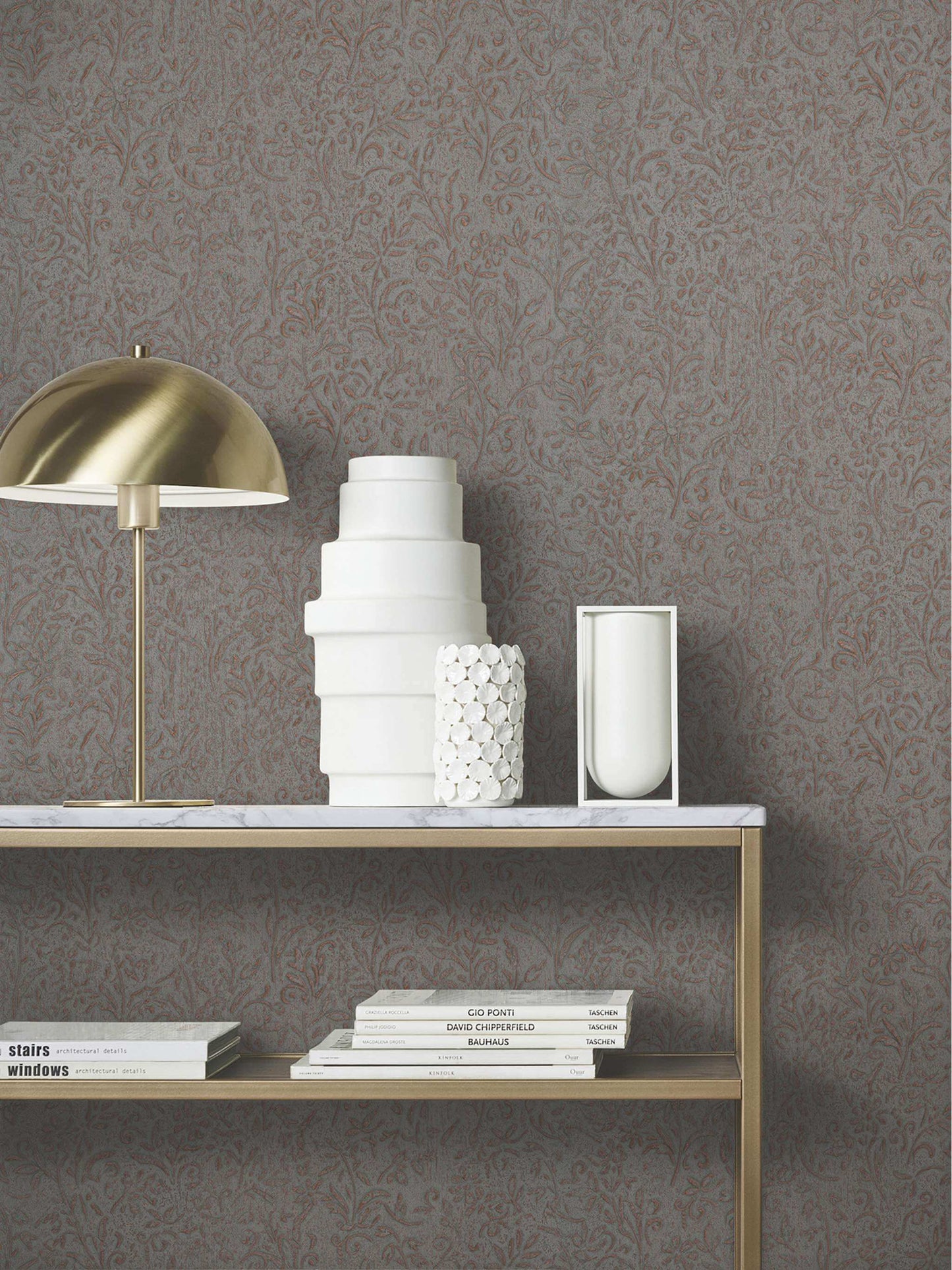Antonina Vella Opulent Accents Sculpted Floral Wallpaper - Copper