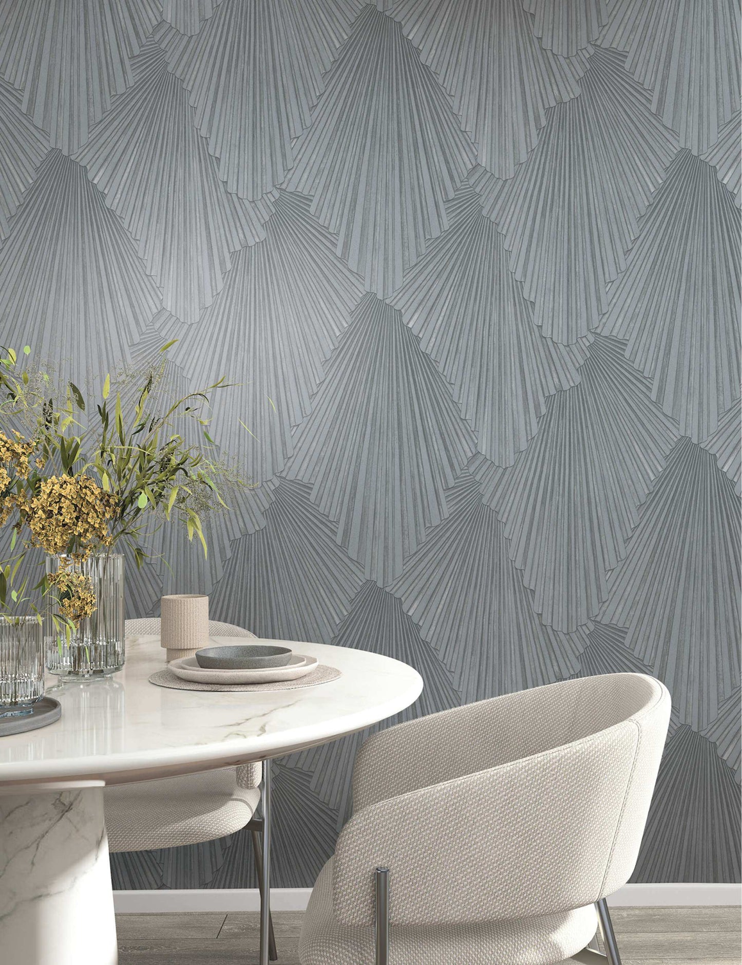 Antonina Vella Opulent Accents Lumiere Wallpaper - Pewter