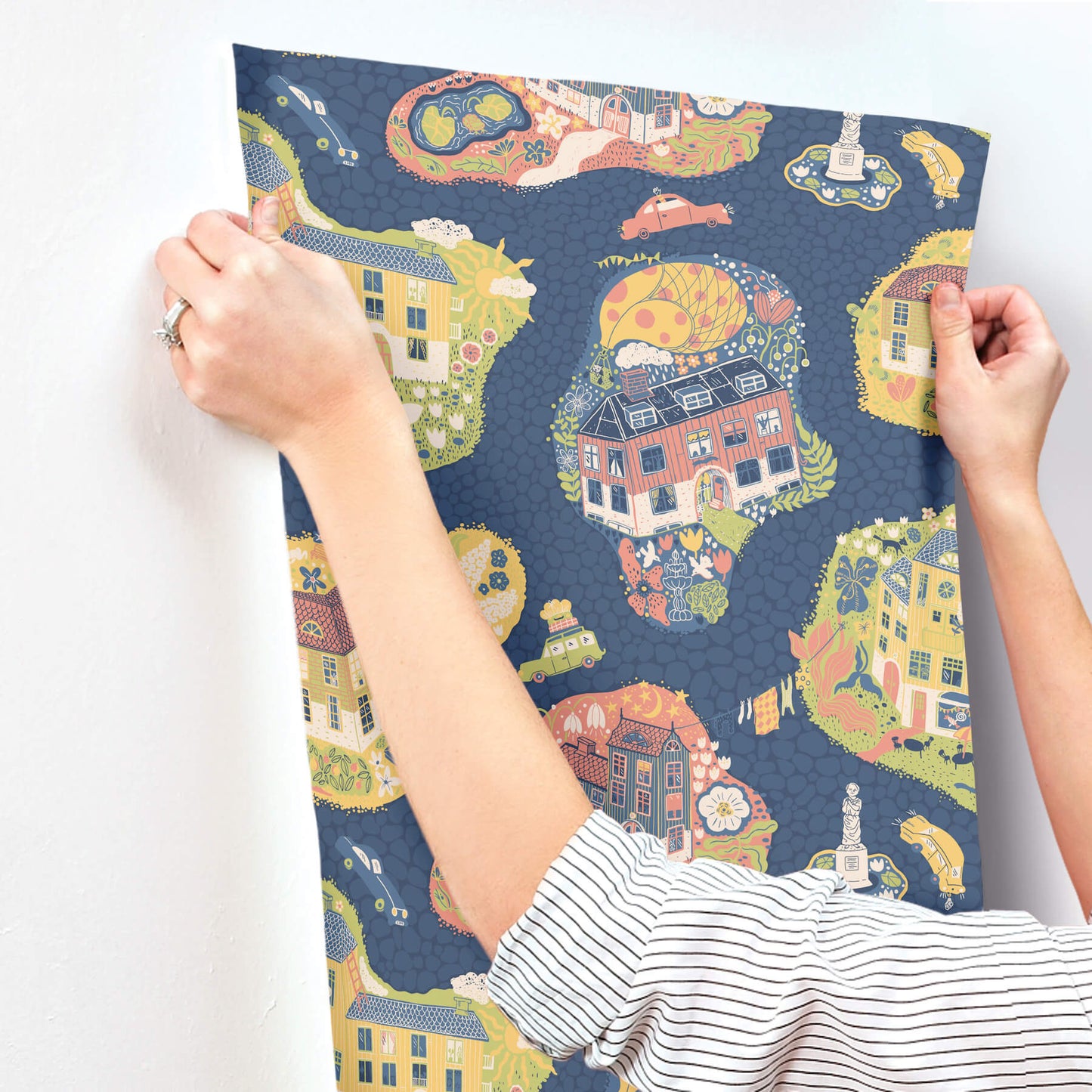 York Daydream Staden Wallpaper - Dark Blue