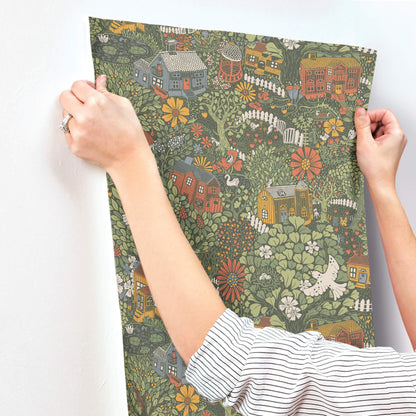 York Daydream Bygga Bo Wallpaper - Dark Green