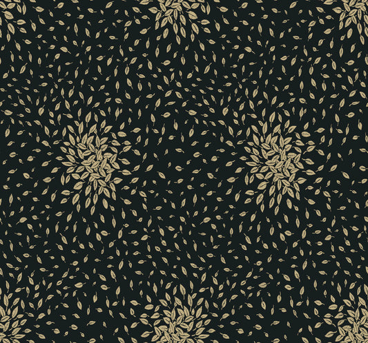 Antonina Vella Modern Metals Second Edition Petite Leaves Wallpaper - Black & Gold