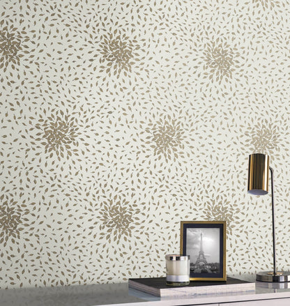 Antonina Vella Modern Metals Second Edition Petite Leaves Wallpaper - Cream & Gold