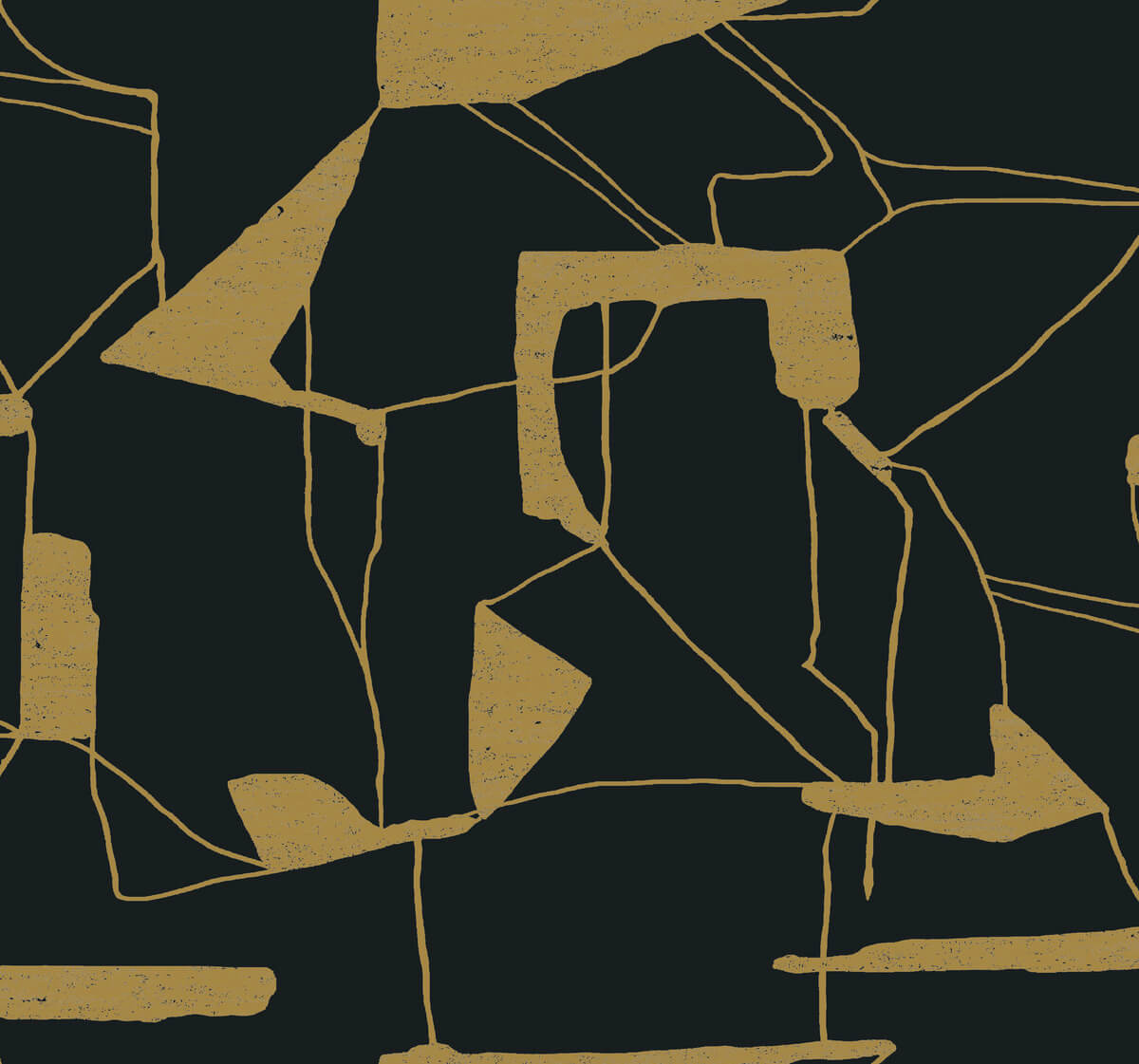 Antonina Vella Modern Metals Second Edition Abstract Geo Wallpaper - Black & Gold