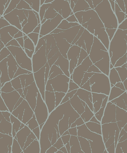 Antonina Vella Modern Metals Second Edition Trees Silhouette Wallpaper - Mocha & Silver