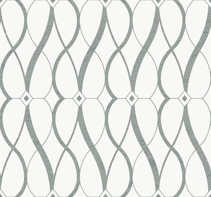 Antonina Vella Modern Metals Second Edition Graceful Geo Wallpaper - White & Silver