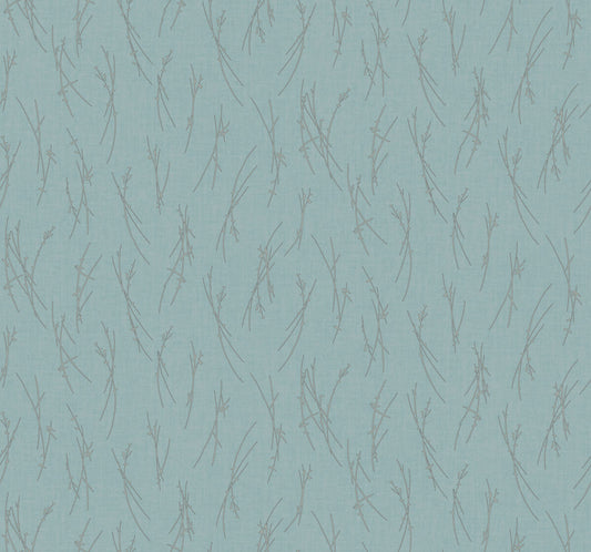 Antonina Vella Modern Metals Second Edition Sprigs Wallpaper - Smokey Blue & Silver