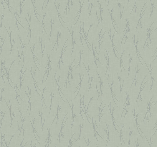 Antonina Vella Modern Metals Second Edition Sprigs Wallpaper - Eucalyptus & Silver